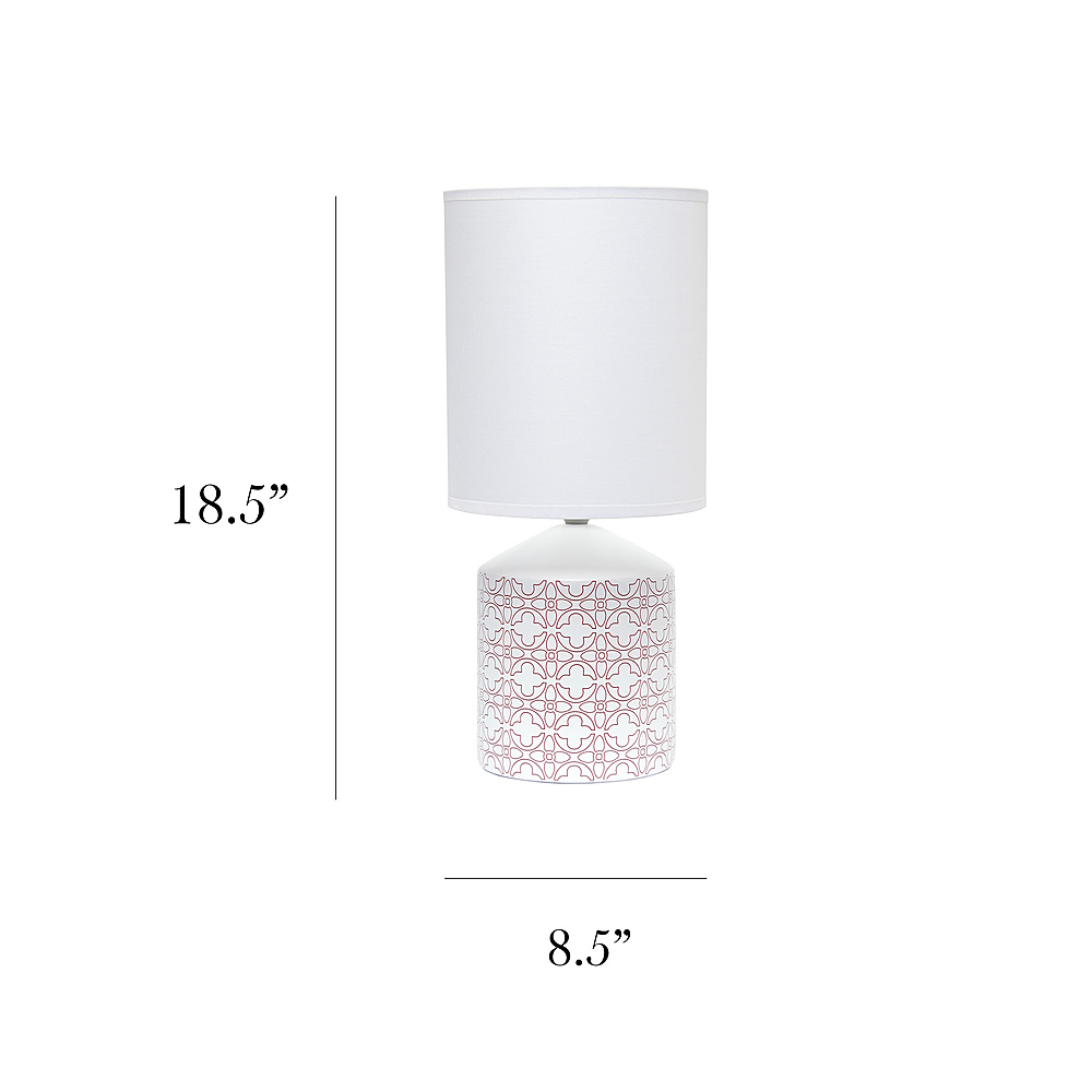 Left View: Simple Designs Fresh Prints Table Lamp - White with tan