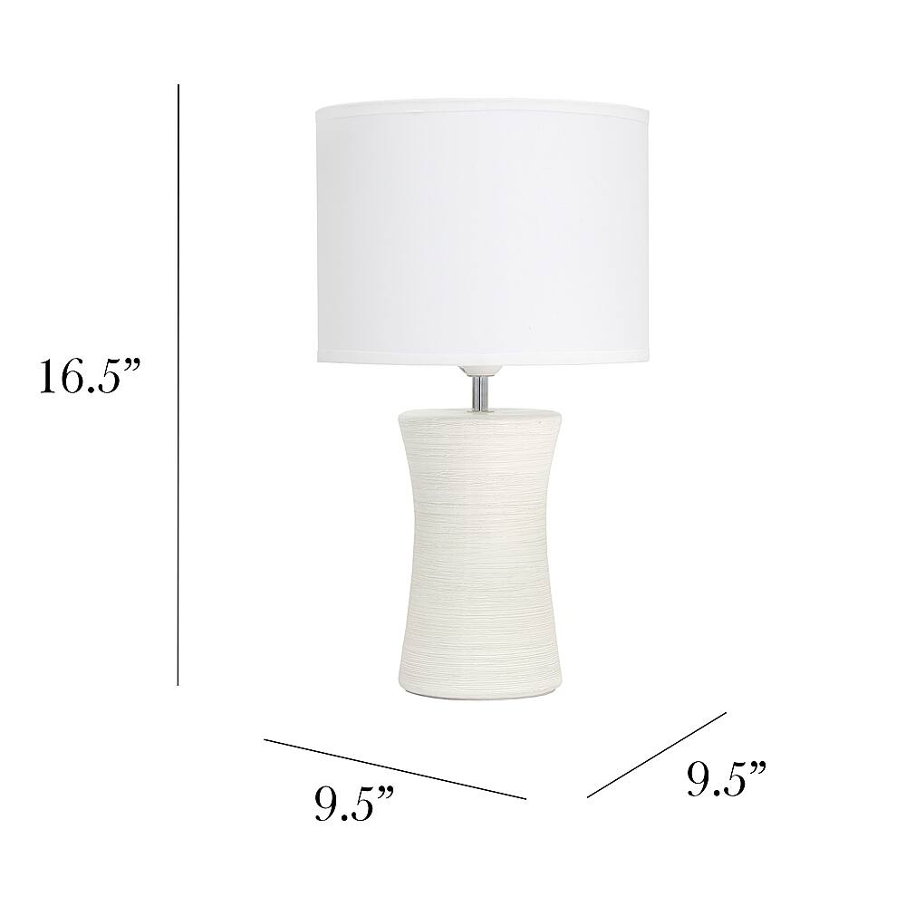 Left View: Simple Designs Ceramic Hourglass Table Lamp - Off white