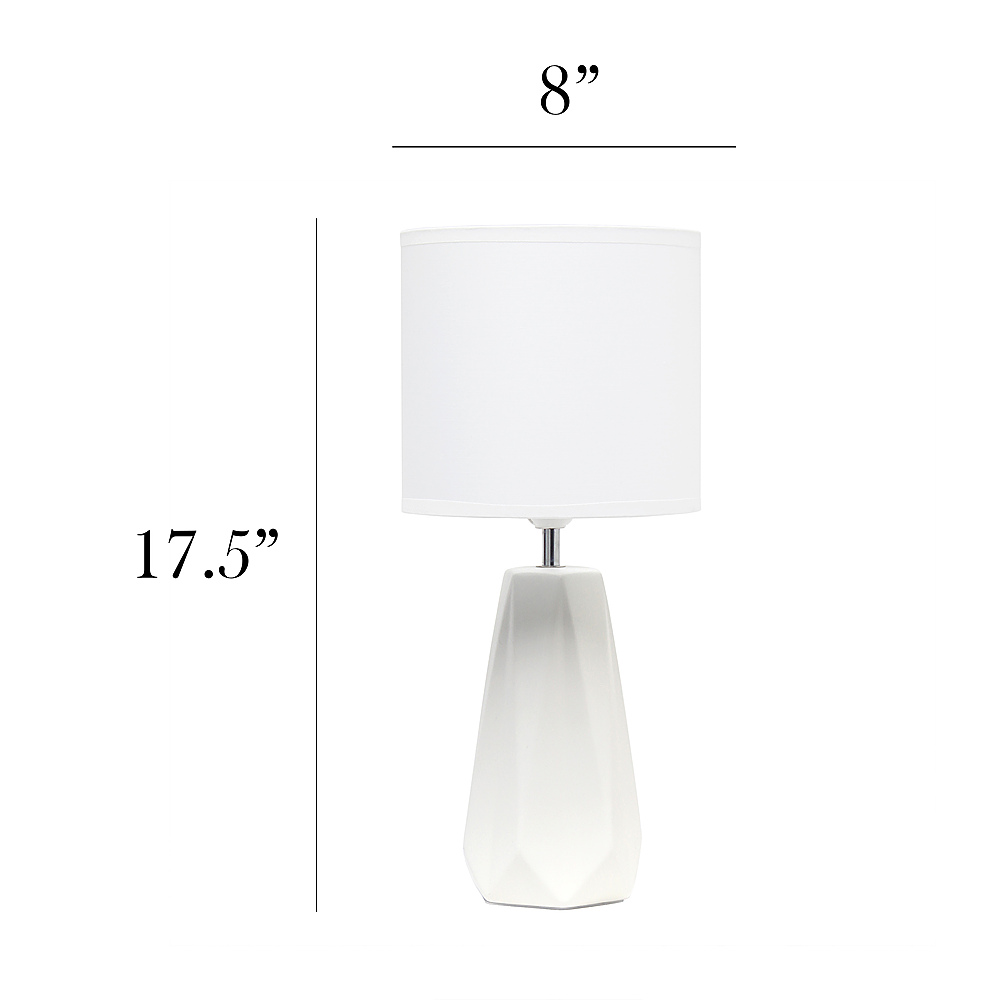 Left View: Simple Designs Ceramic Prism Table Lamp - Off white