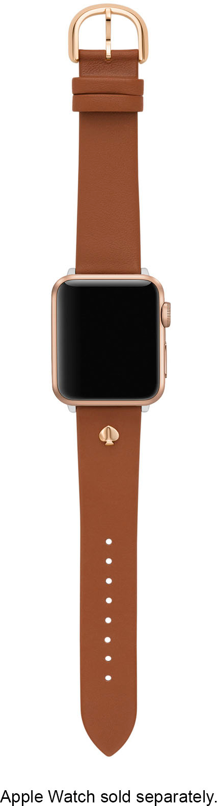 Left View: Kate Spade New York Brown Leather Band for Apple Watch 38/40/41mm - Brown
