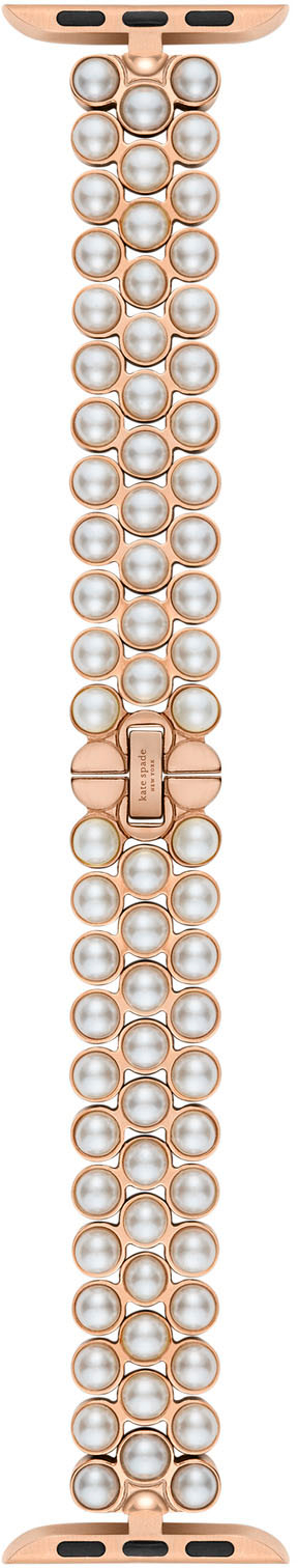 Angle View: Kate Spade New York Rose Gold-tone Stainless Steel and White Faux Pearls Band for Apple Watch® 38/40/41mm - Rose Gold