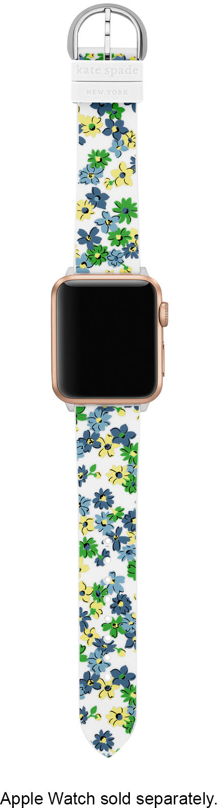 Left View: Kate Spade New York White Silicone Band for Apple Watch 38/40/41mm - White