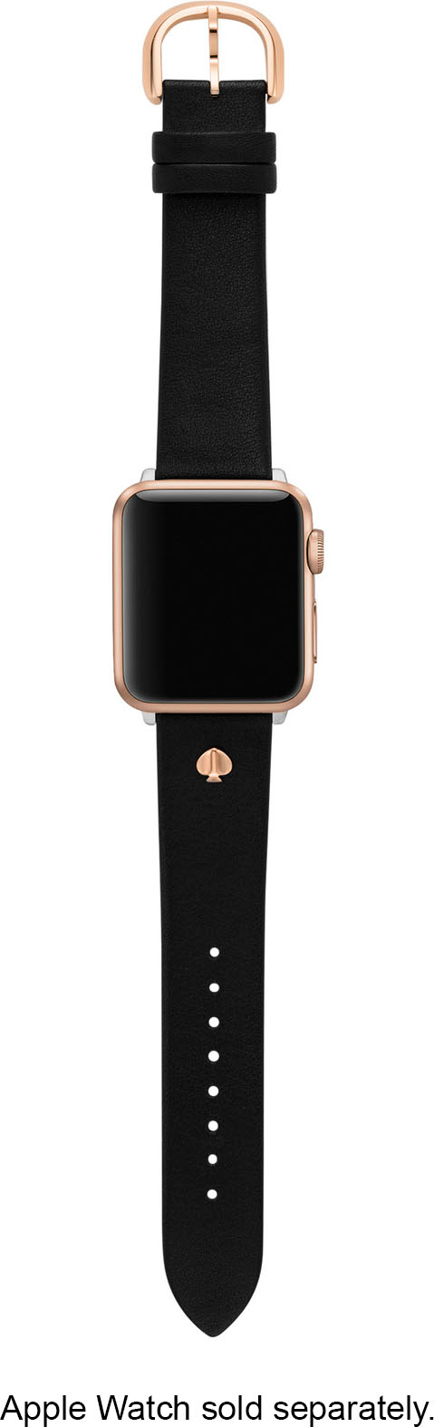 Left View: Kate Spade New York Black Leather Band for Apple Watch 38/40/41mm - Black