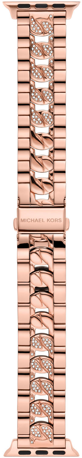 Angle View: Michael Kors Rose Gold-Tone Stainless Steel Curb Chain Band for Apple Watch 38/40/41mm - Rose Gold