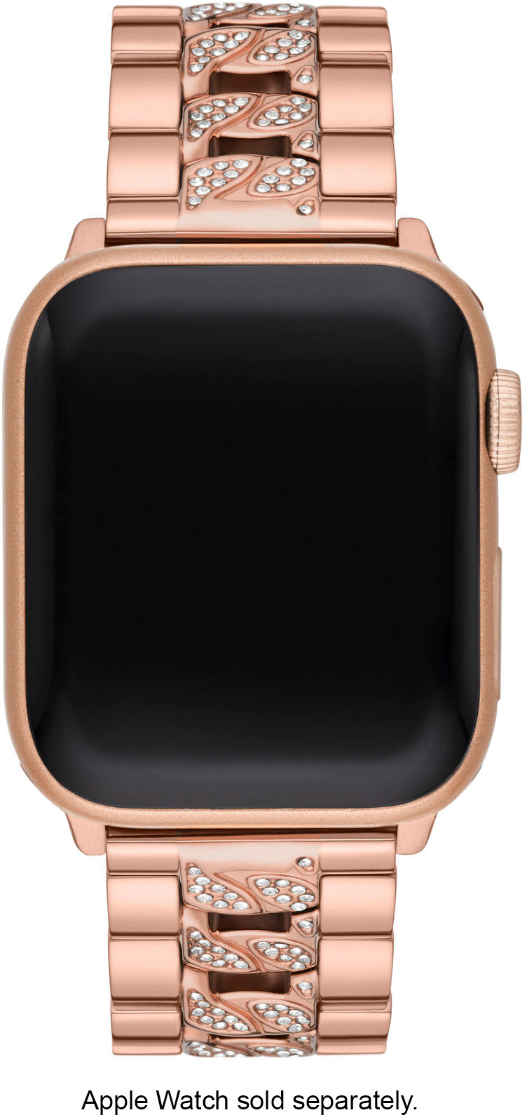 Left View: Michael Kors Rose Gold-Tone Stainless Steel Curb Chain Band for Apple Watch 38/40/41mm - Rose Gold