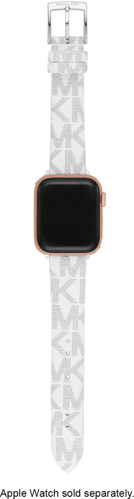 Left View: Michael Kors White PVC Band for Apple Watch 38/40/41mm - White