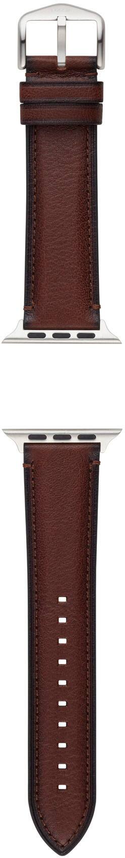 Left View: Fossil - Brown Leather Band for 42mm/44mm/45mm Apple Watch®