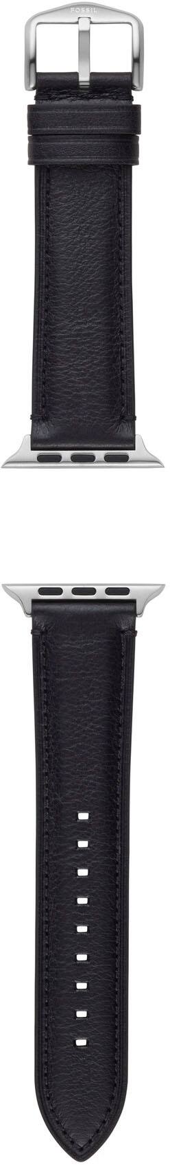 Left View: Fossil - Black Leather Band for 42mm/44mm/45mm Apple Watch®