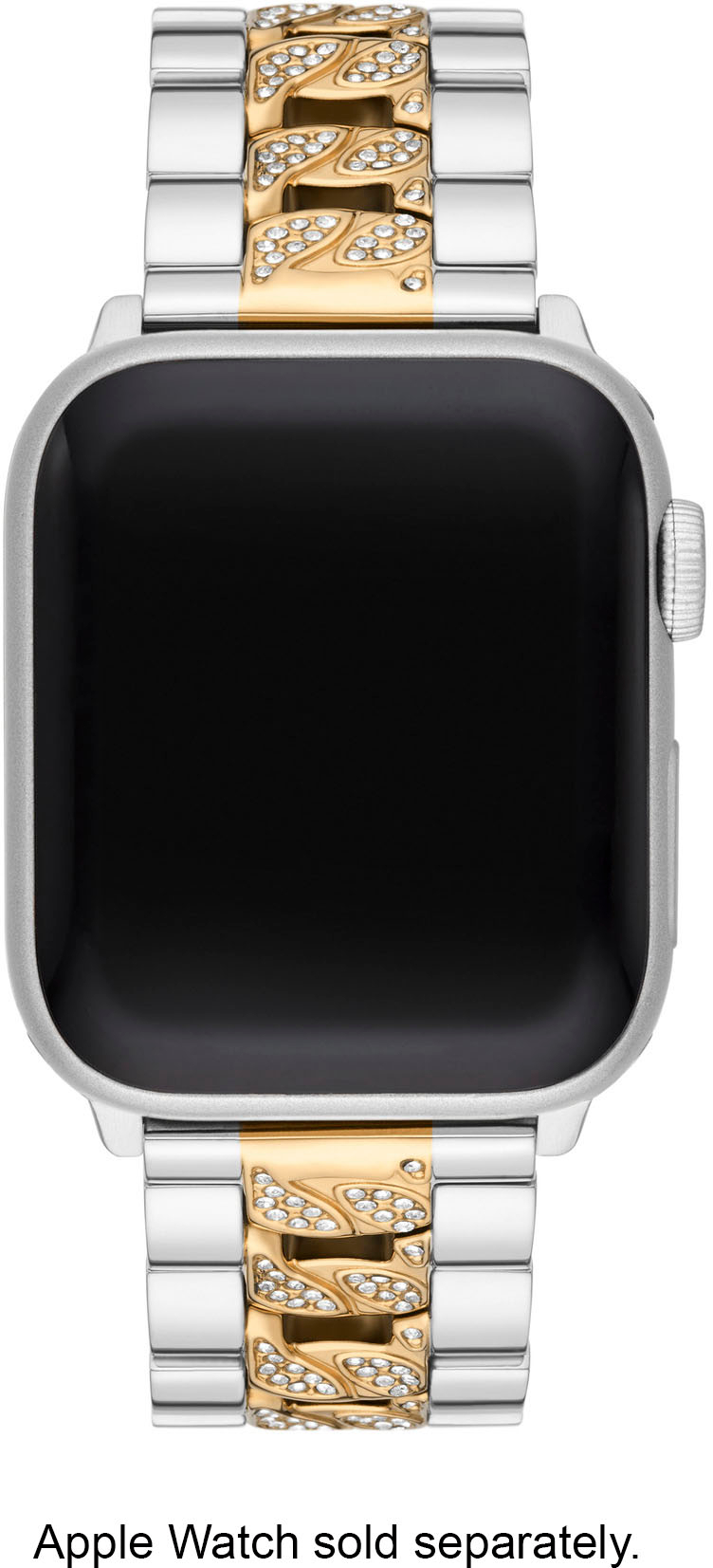 Left View: Michael Kors Two-Tone Stainless Steel Curb Chain Band for Apple Watch® 38/40/41mm - Silver, Gold