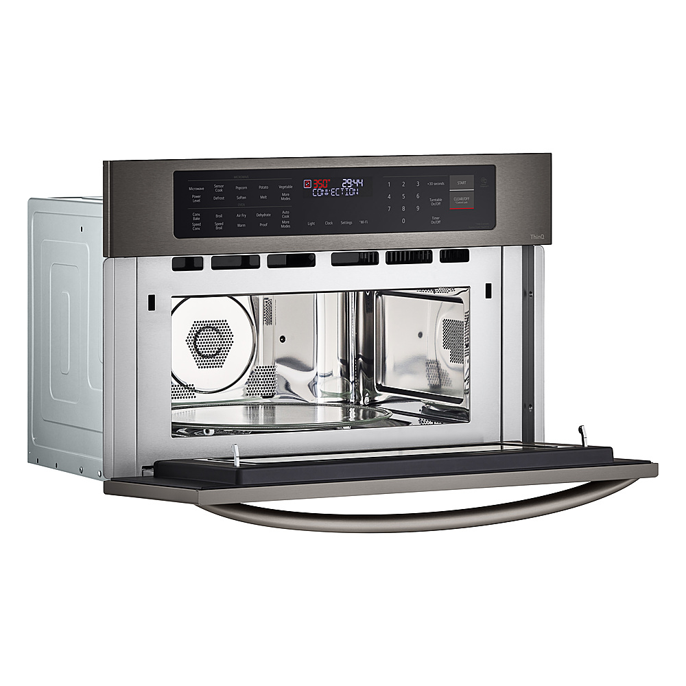 Angle View: LG - 1.7 Cu. Ft. Convection Built In Microwave with Sensor Cooking and Air Fry - Black stainless steel