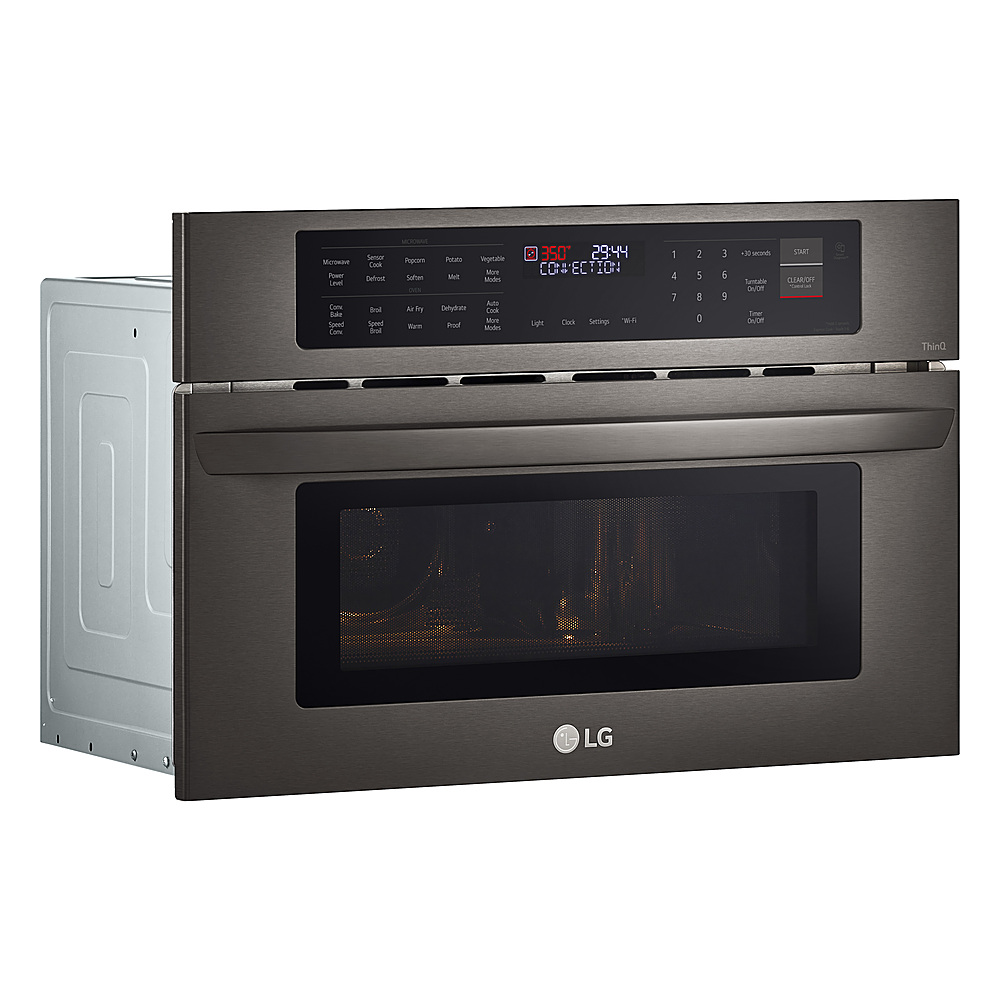 Left View: Haier - 1.6 Cu. Ft. Over-the-Range Microwave with Sensor Cooking and Built-In Wi-Fi - Stainless steel