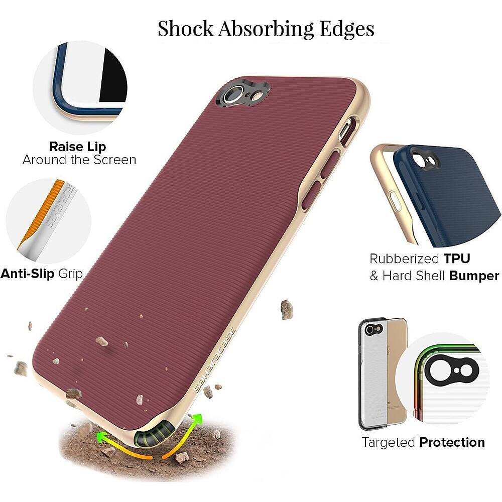 Shock Absorbing Edges: The case features shock-absorbing edges that protect the phone from impacts and drops.

Raise Lip Around the Screen: The case has a raised lip around the screen, which prevents the screen from touching surfaces and protects it from scratches.

Anti-Slip Grip: The case has an anti-slip grip on the back, making it easier to hold and preventing the phone from slipping out of your hand.

Rubberized TPU & Hard Shell Bumper: The case is made of both rubberized TPU and hard shell materials, providing a combination of protection and durability.

Targeted Protection: The case offers targeted protection for the phone's most vulnerable areas, such as the screen, camera, and buttons.