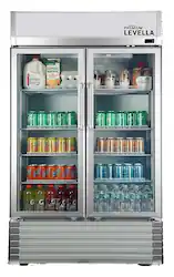 Premium Levella - 21.0 cu. ft. 2-Door Commercial Merchandiser Refrigerator Glass-Door Beverage Display Cooler - Stainless Steel - Front_Zoom