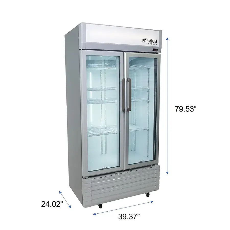 Alt View 2. Premium Levella - 21.0 cu. ft. 2-Door Commercial Merchandiser Refrigerator Glass-Door Beverage Display Cooler - Stainless Steel.