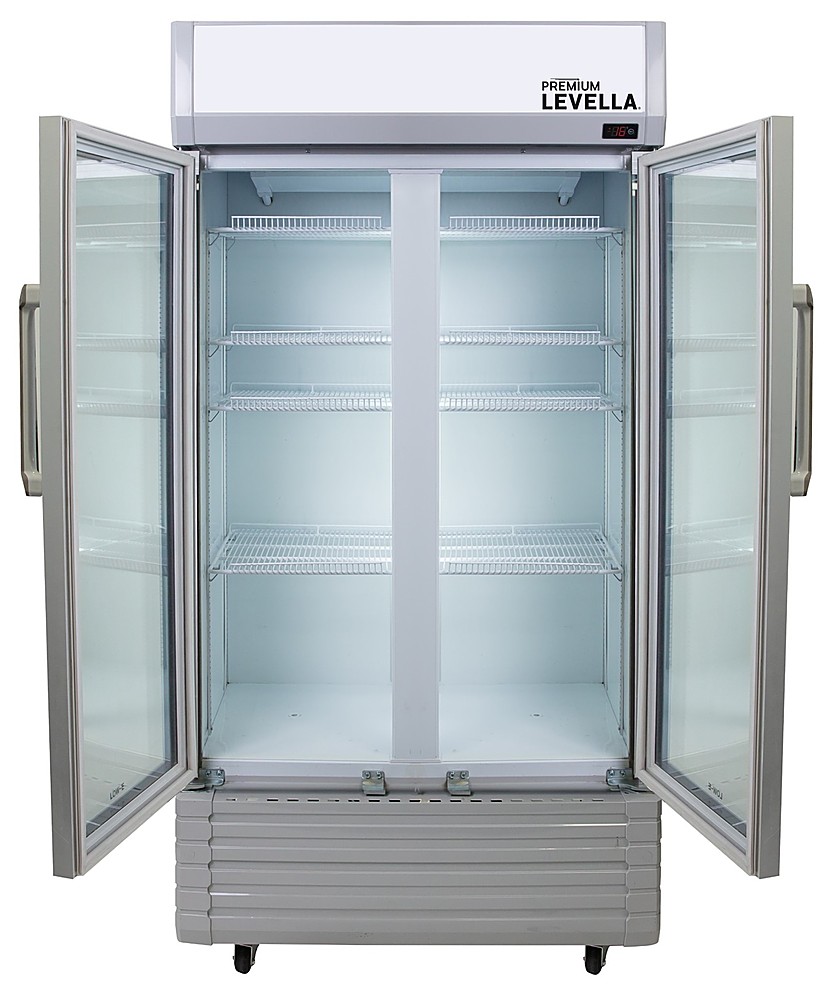 Left View: Premium Levella - 21 Cu. Ft. 2-Door Commercial Refrigerator with Glass Display