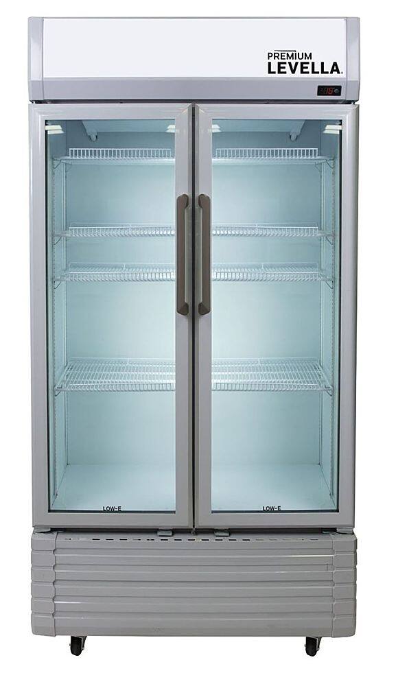Alt View 1. Premium Levella - 29.0 cu. ft. 2-Door Commercial Merchandiser Refrigerator Glass-Door Beverage Display Cooler - Stainless Steel.