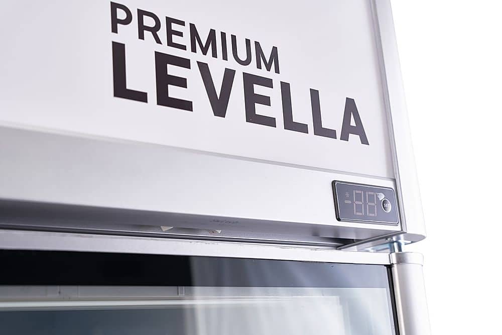 Alt View 3. Premium Levella - 29.0 cu. ft. 2-Door Commercial Merchandiser Refrigerator Glass-Door Beverage Display Cooler - Stainless Steel.