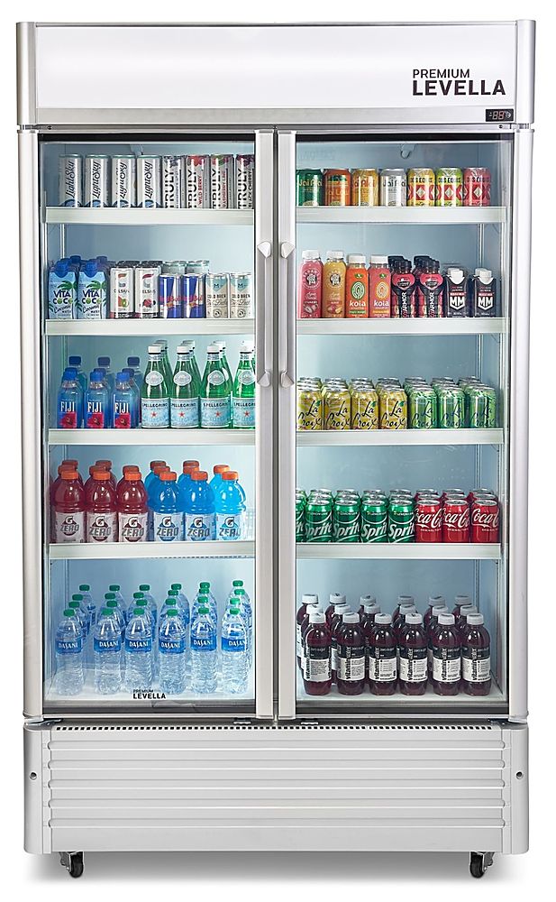 Left View: Premium Levella - 29 Cu. Ft. 2-Door Commercial Refrigerator with Glass Display