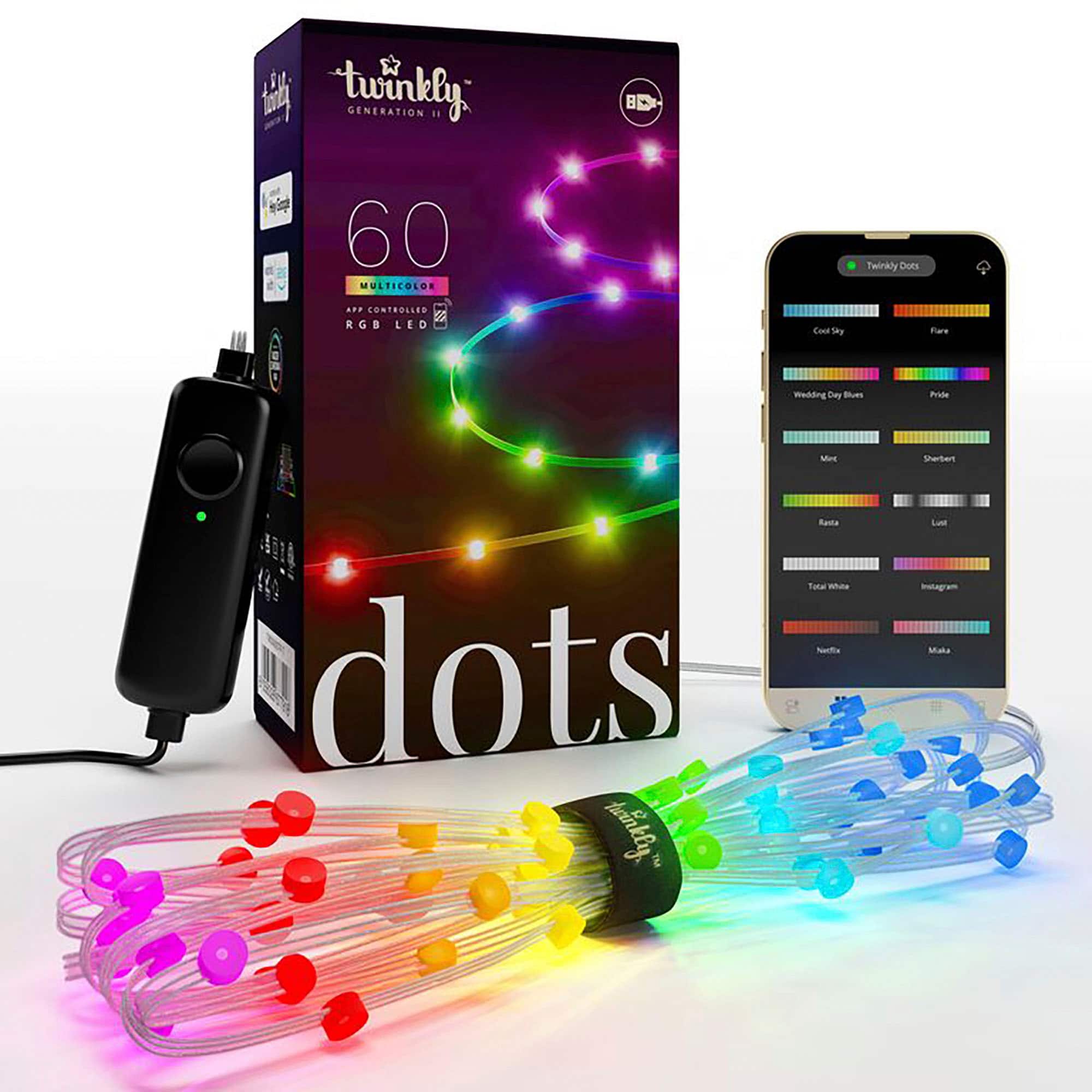 Alt View 11. Twinkly - Dots 60 RGB LED USB Flexible Light String (Gen II) - Multi.
