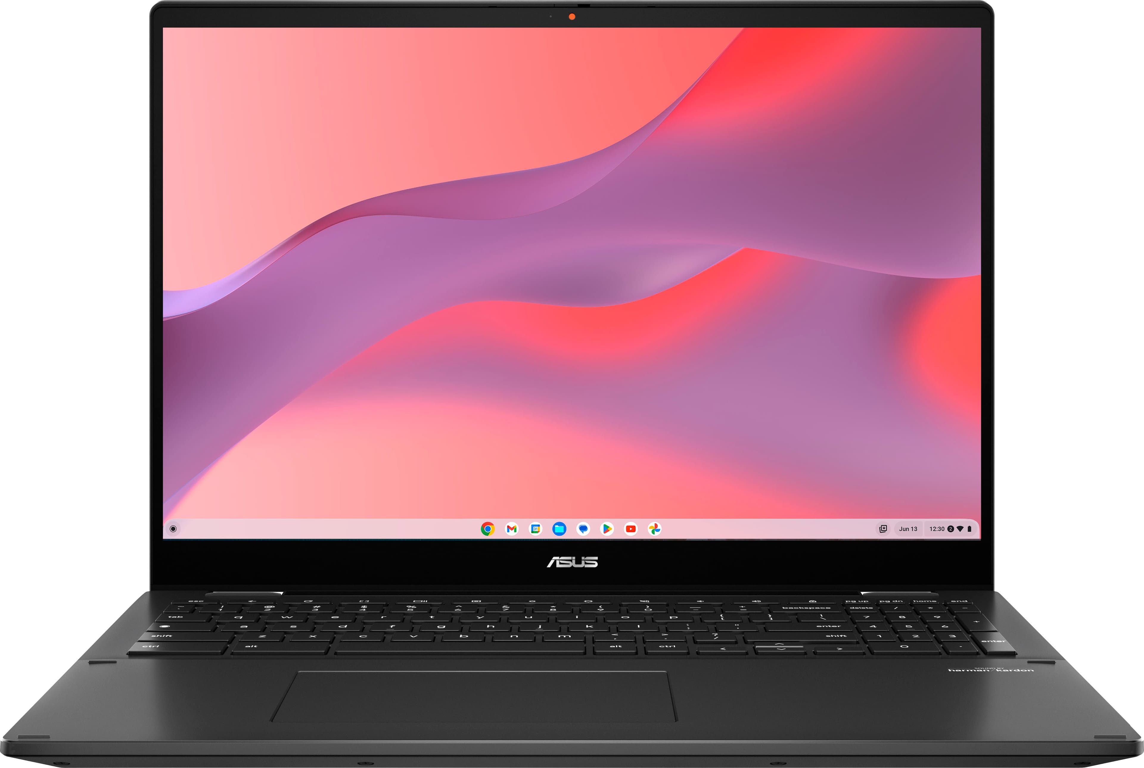 Front. ASUS - ASUS Chromebook Plus CX5601 16" 2-in-1 Touchscreen Laptop with Google AI - Intel Core i3 - 8GB Memory - 128GB SSD - Gray.
