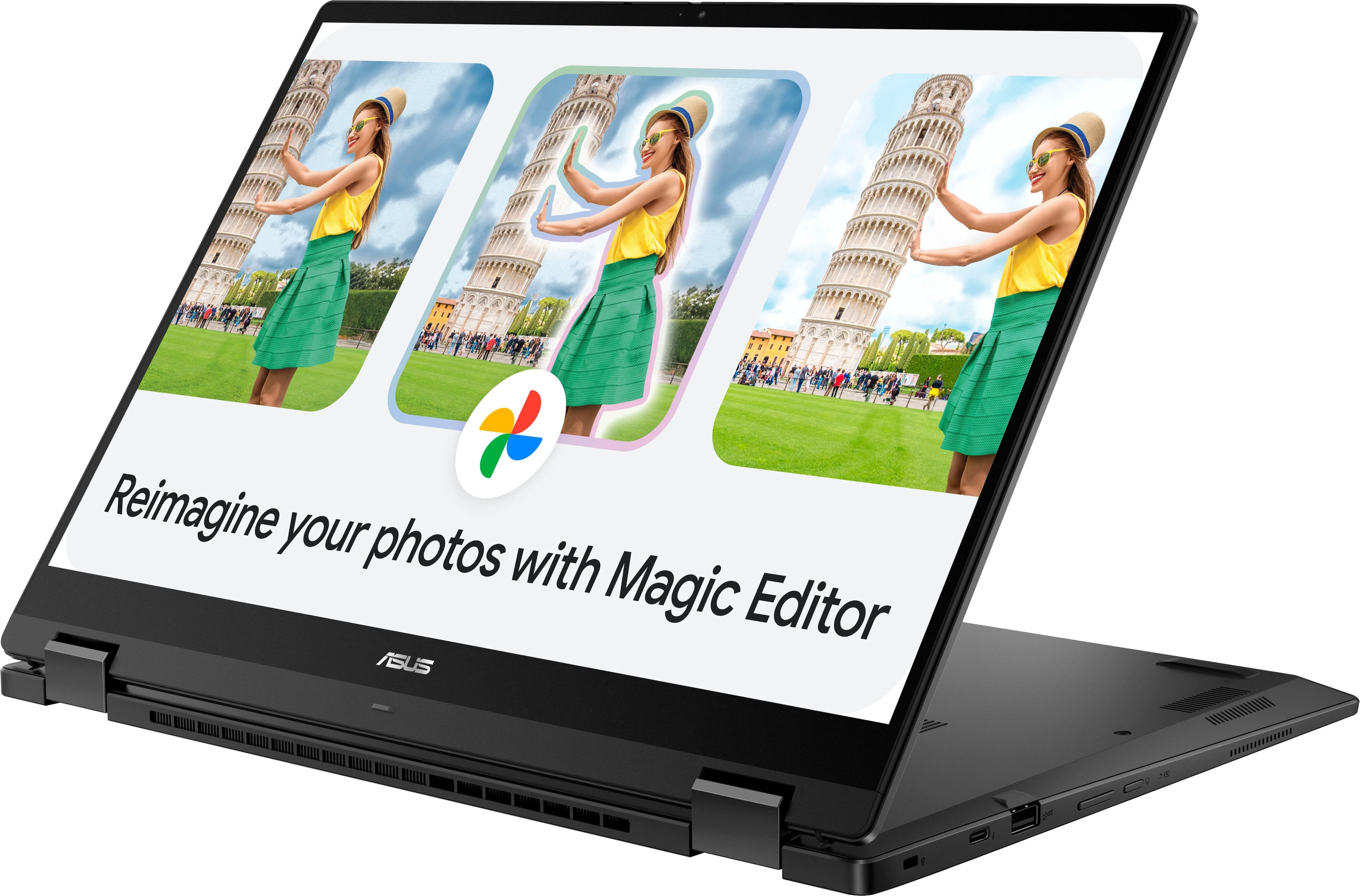 Alt View 10. ASUS - ASUS Chromebook Plus CX5601 16" 2-in-1 Touchscreen Laptop with Google AI - Intel Core i3 - 8GB Memory - 128GB SSD - Gray.