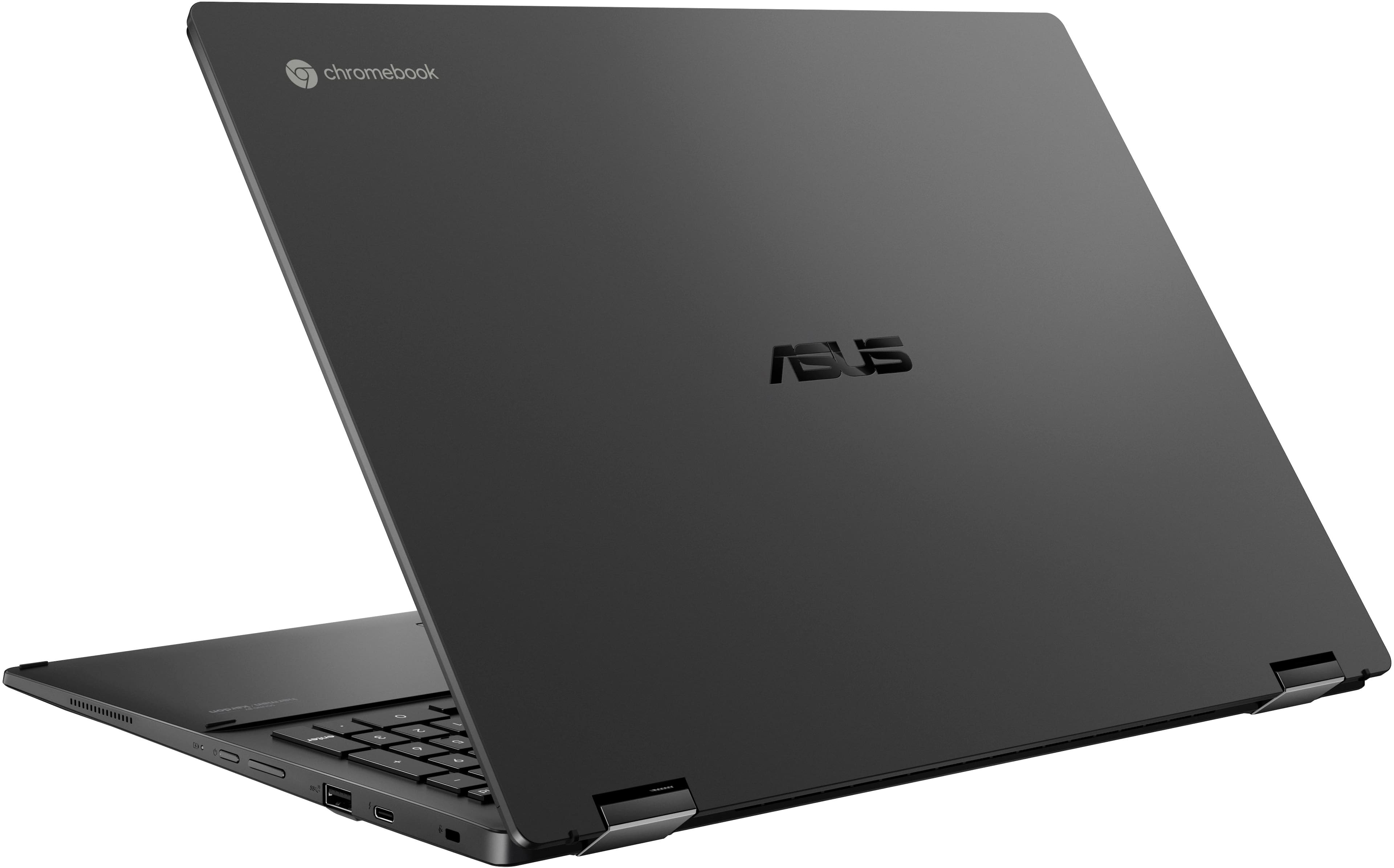Alt View 3. ASUS - ASUS Chromebook Plus CX5601 16" 2-in-1 Touchscreen Laptop with Google AI - Intel Core i3 - 8GB Memory - 128GB SSD - Gray.