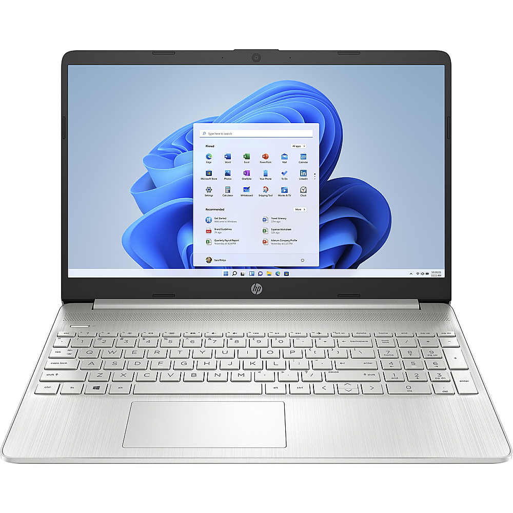 Angle View: HP - 15.6" Laptop - AMD Ryzen 3 5300U - 8GB Memory - 256GB SSD - Natural silver