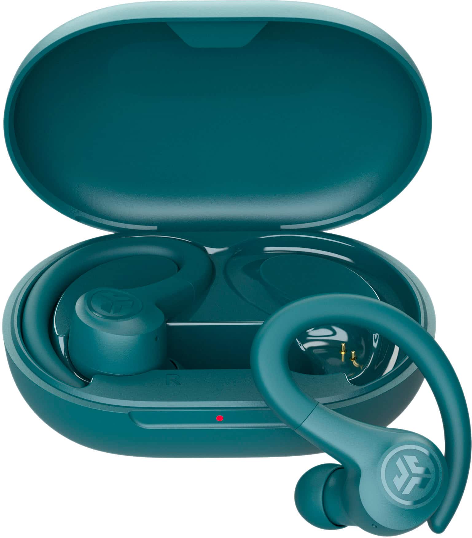 Front. JLab - Go Air Sport True Wireless Earbuds - Teal.