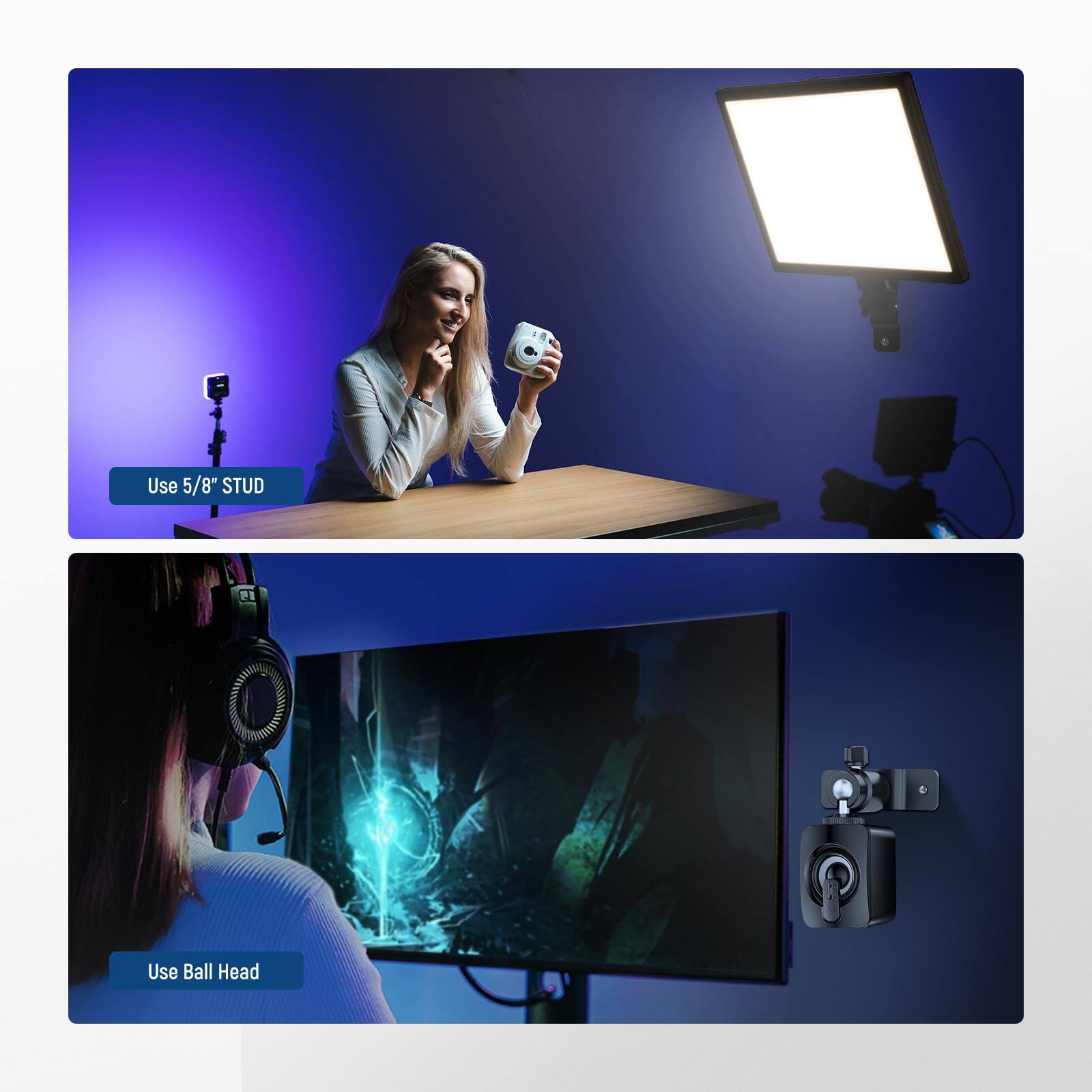 Use 5/8" STUD  
Use Ball Head