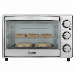 Kitchen Elite - 6-Slice Compact Countertop Toaster Oven with Tray - Stainless Steel
