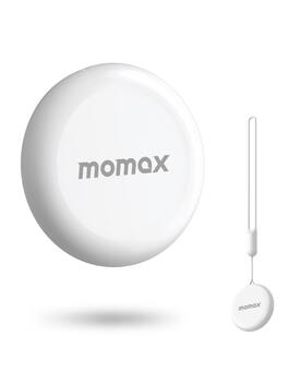 Momax - Key Finder, Locator Tag Works with Apple Find My (iOS only), Portable Smart Tracker with Strap - White