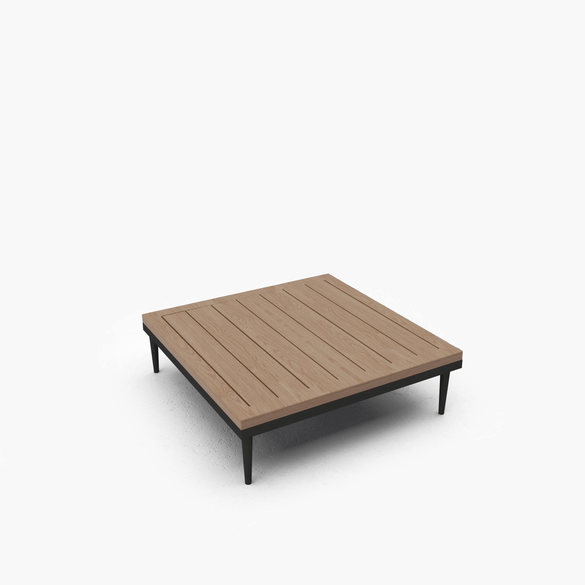 Front. Acanva - Modular Outdoor Patio Table, All-Weather Free Combination Balcony Furniture,Coffee Table - Black and Teak wood grain.