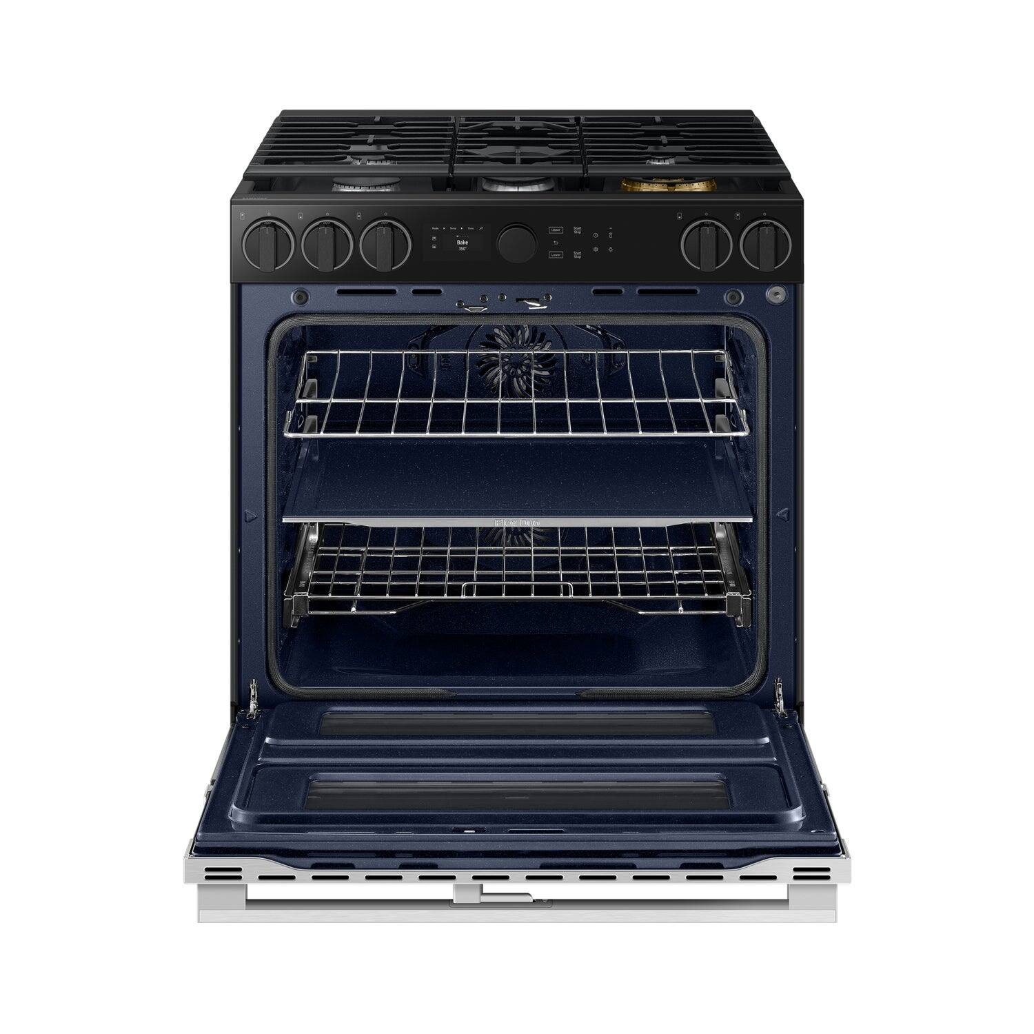 Alt View 21. Samsung - Bespoke 6.3 Cu. Ft. Slide-In Dual Fuel Convection Range with Flex Duo Convertible Double Oven Technology - Stainless Steel.