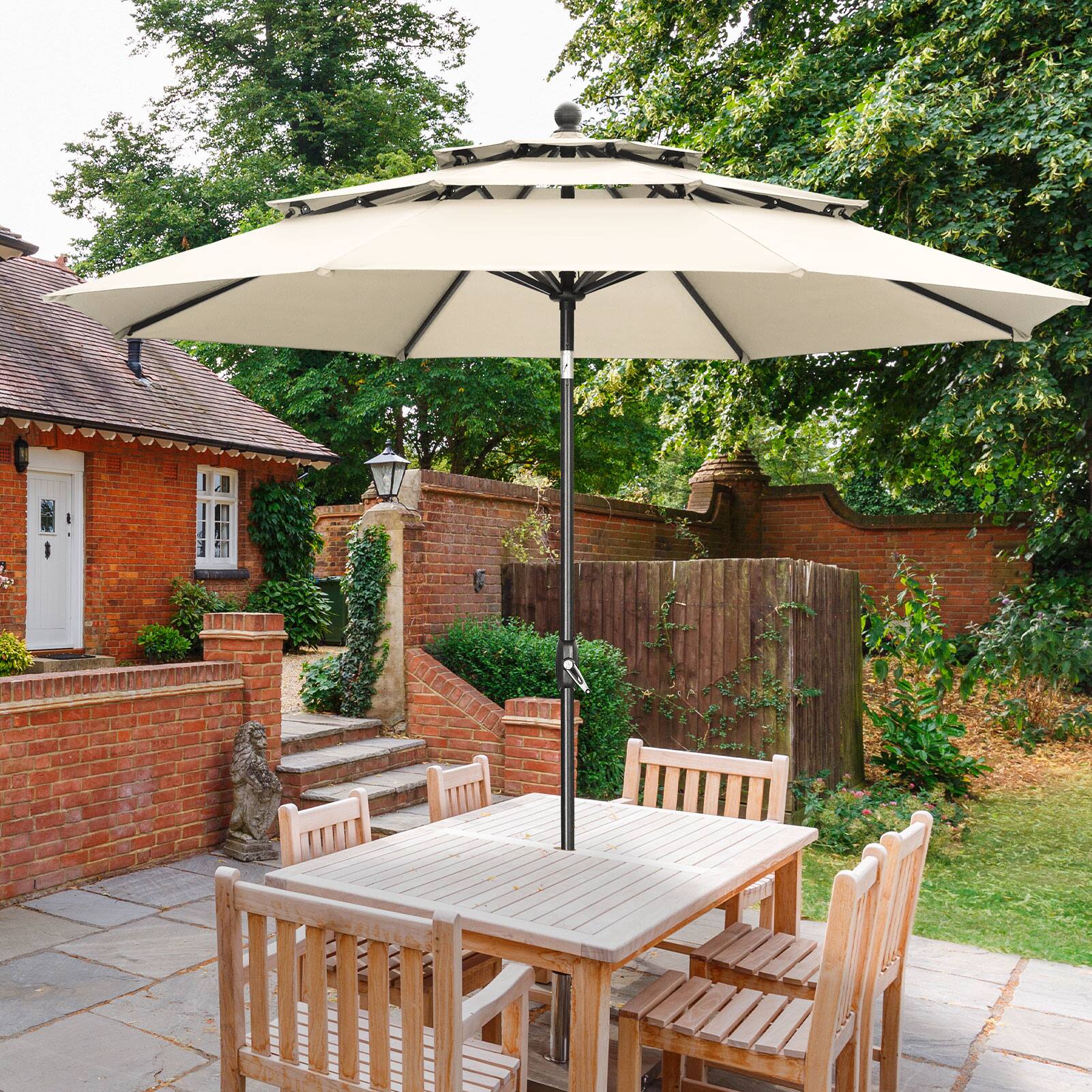 Alt View 1. Ainfox - Ainfox 10FT 3 tier vented Patio Umbrella Outdoor Table Umbrella - Khaki.