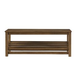 Walker Edison - Rustic Entry Bench with Lower Shoe Storage Shelf - Rustic Oak - Front_Zoom