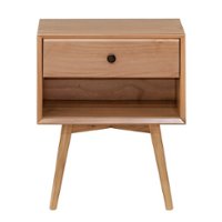 Walker Edison - 25” Modern Solid Wood 1 Drawer Nightstand - Natural Pine - Front_Zoom