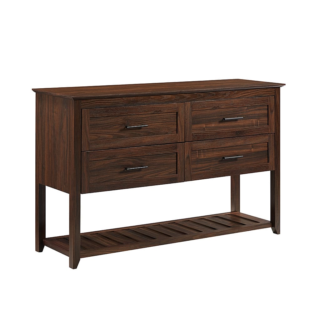 Left View: Walker Edison - Modern Two Tone Buffet with Lower Shelf - Dark Walnut