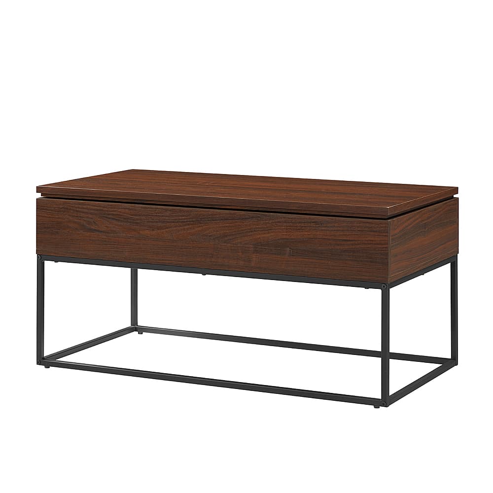 Angle View: Walker Edison - Modern Metal and Wood Lift-Top Coffee Table - Dark Walnut