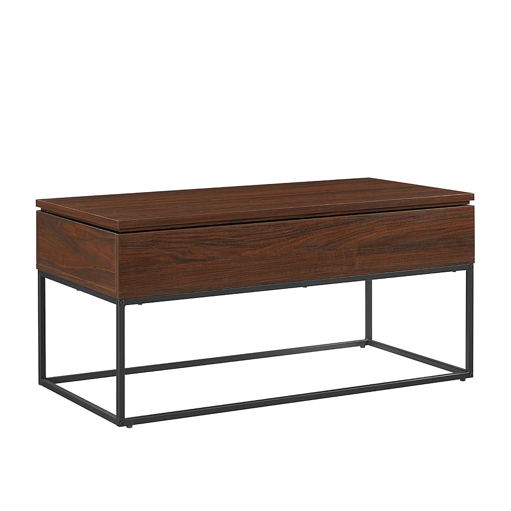 Left View: Walker Edison - Modern Metal and Wood Lift-Top Coffee Table - Dark Walnut