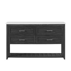 Walker Edison - Modern Faux Marble Top Buffet with Lower Shelf - Graphite/Faux White Marble - Front_Zoom
