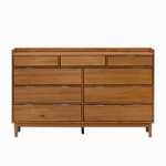 Front Zoom. Walker Edison - Mid Century Modern Solid Wood Tray-Top 9-Drawer Dresser - Caramel.