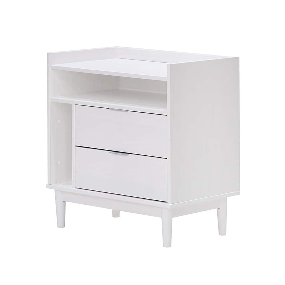 Walker Edison – 25″ Mid Century Modern Solid Wood Tray-Top Nightstand – White Sansujyuku sansujyuku.com