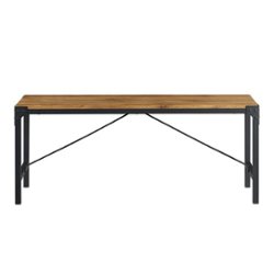 Walker Edison - Urban Industrial Metal and Wood Dining Bench - Barnwood - Front_Zoom