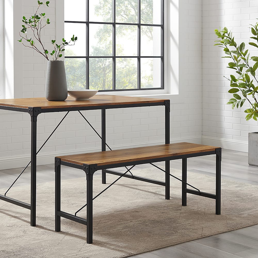 Industrial metal best sale dining bench