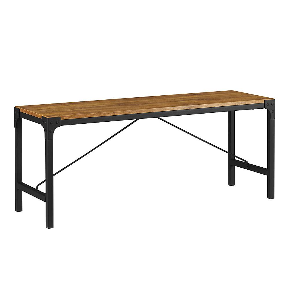 Left View: Walker Edison - Urban Industrial Metal and Wood Dining Bench - Barnwood