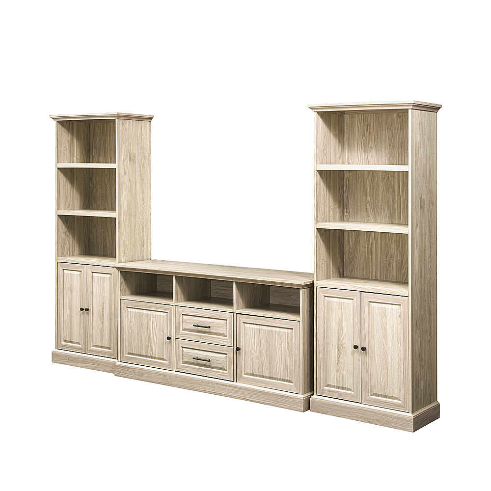 Angle View: Walker Edison - Classic Grooved-Door TV Stand for Most TVs up to 65" with Bookcase Set - Birch