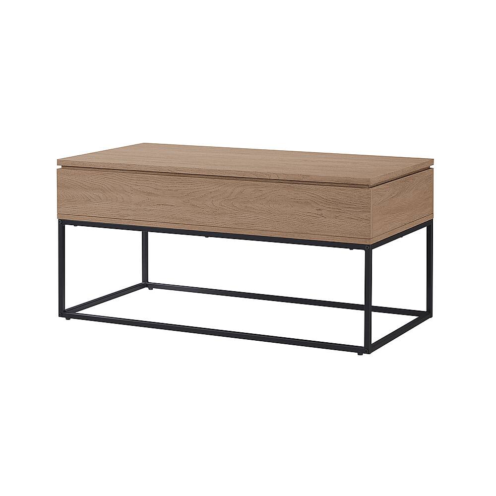 Angle View: Walker Edison - Modern Metal and Wood Lift-Top Coffee Table - Smoked Oak