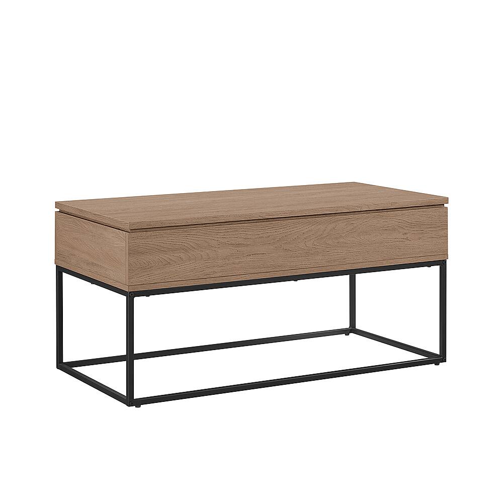 Left View: Walker Edison - Modern Metal and Wood Lift-Top Coffee Table - Smoked Oak