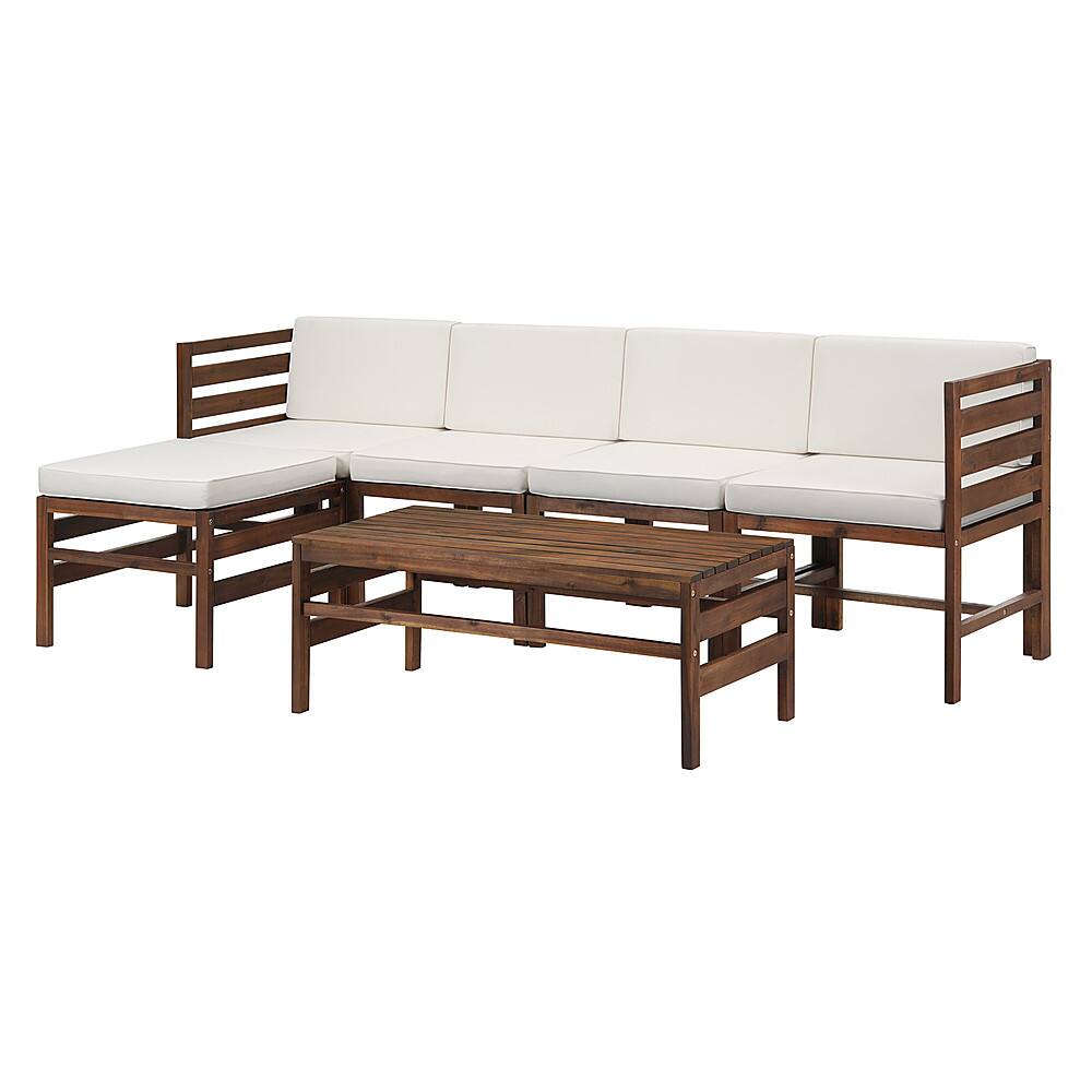Angle View: Walker Edison - Modern Modular Acacia Wood Patio Set of 6 - Dark Brown