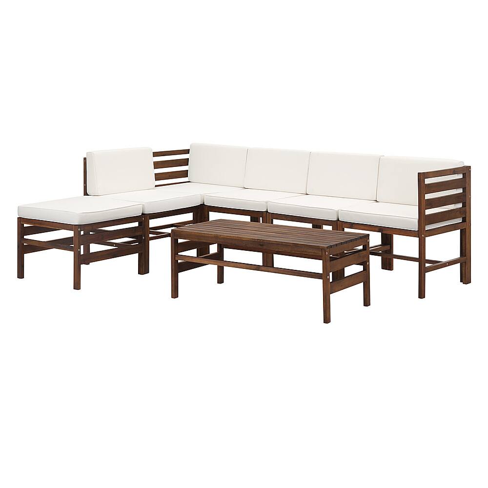 Angle View: Walker Edison - Modern Modular Acacia Wood Patio Set of 7 - Dark brown